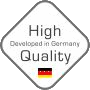 <b>High quality product developed in Germany:</b> high quality and reliable product, developed in Germany, monitored production under German supervision.