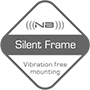 <b>Silent Frame:</b> Silkonrahmen und Vier Gummitüllen zur schwingungsfreien Montage und als Dichtung für mehr Druckstabilität bei Radiatoren ect.